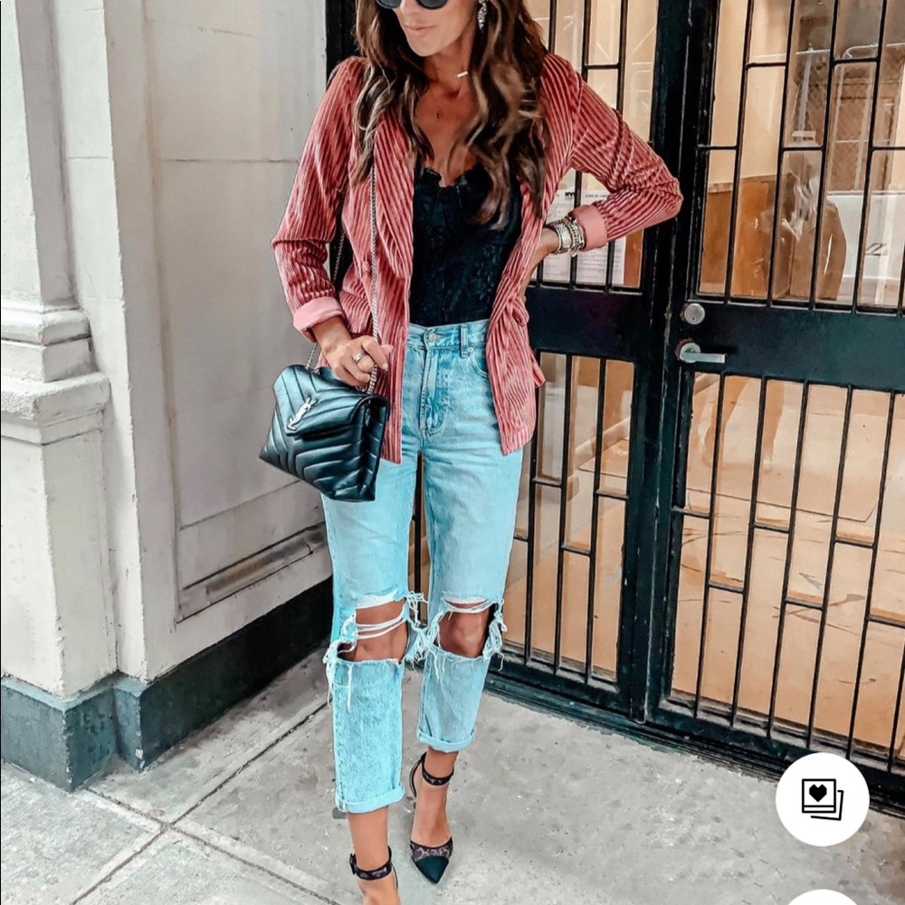 Say It Stripe Velvet Striped Blazer